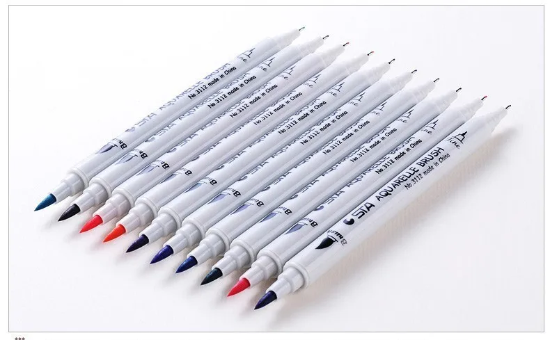 Sta 12/24/36/48/80 Colors Dual Tips Brush Marker Pen 0.4mm Fineliner Watercolor Sketch Marker Pen For Drawing Manga Art Supplies