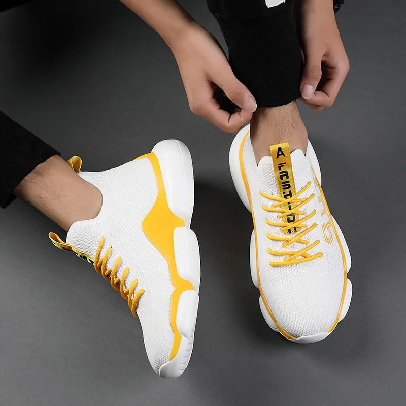 2020 весенние модные беговые кроссовки flyknit мужские с резиновой подошвой Мужская