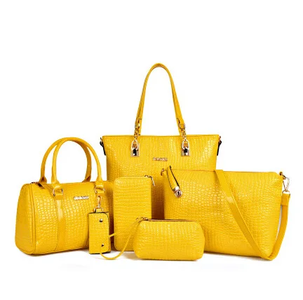 

2016 Spring European And American Minimalist Shoulder Hand 6-piece Bags WOMEN'S Bag Embossed Crocodile Pattern Different Size Ba