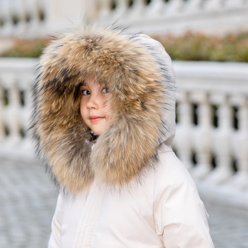 Двусторонний дизайн, пуховики для девочек, теплые детские пуховики, парки, пальто с натуральным мехом для детей-подростков, плотная верхняя одежда для холодной зимы