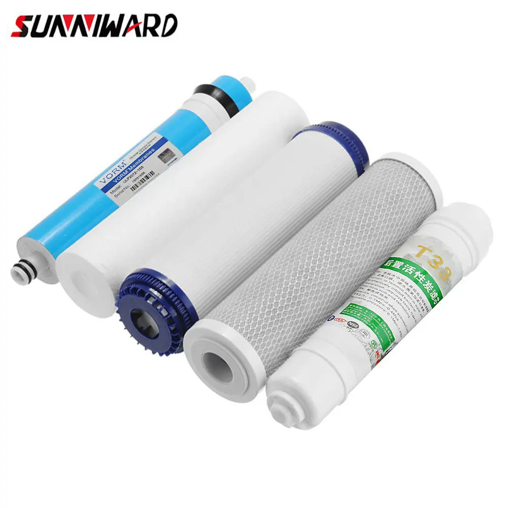 

5 Stage Reverse Osmosis Ro Water Filters Replacement Set With Water Filter Cartridge 75 Gpd Membrane Household Water Purifier