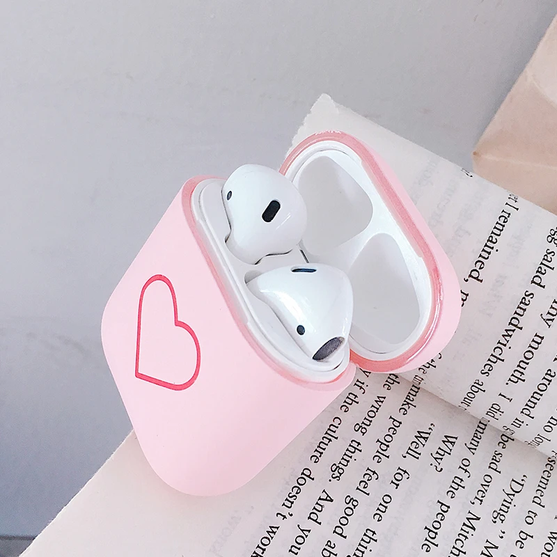 Жесткий PC матовый протектор для наушников для Apple Air Pods 1 2 Чехол для зарядного устройства милый чехол с сердечком для Airpods