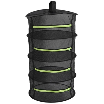 

Drying Net Multi-Layer Hanging Basket with Zipper Folding Dry Rack Herb Dryer Bag Mesh for Herbs Flowers Buds Planting Drying