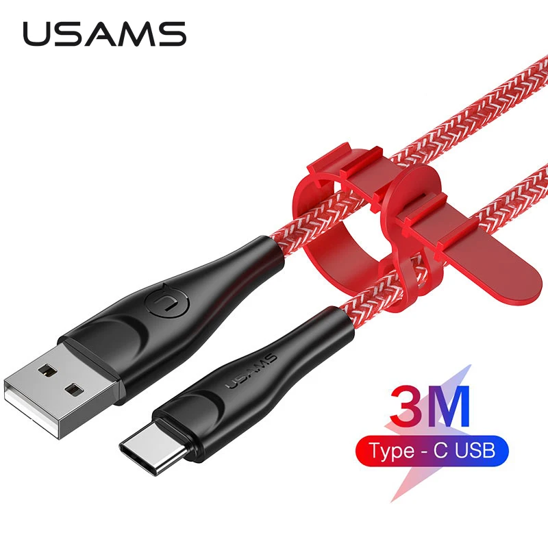 USAMS кабель type-C для samsung S10 S9 USB C зарядный провод для huawei P20 P30 type-C кабель для синхронизации данных USB-C для Ximomi mi9