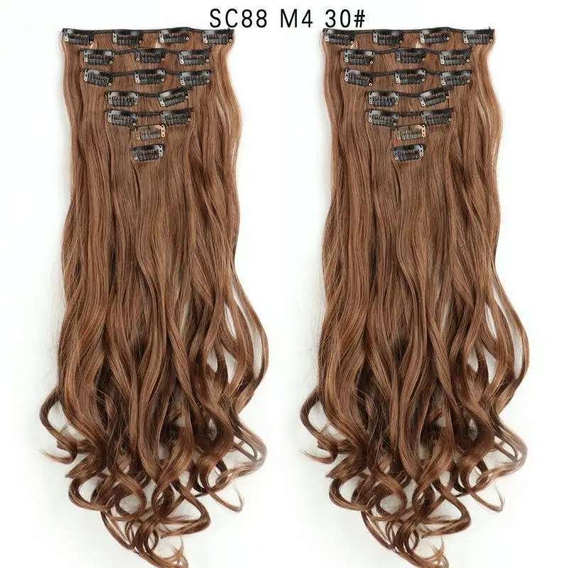 MERISI HAIR 22 Synthetic Deep Wave Hair Heat Resistant Light Brown Gray Blond Women Hair Extension Set Clip In Ombre Hair