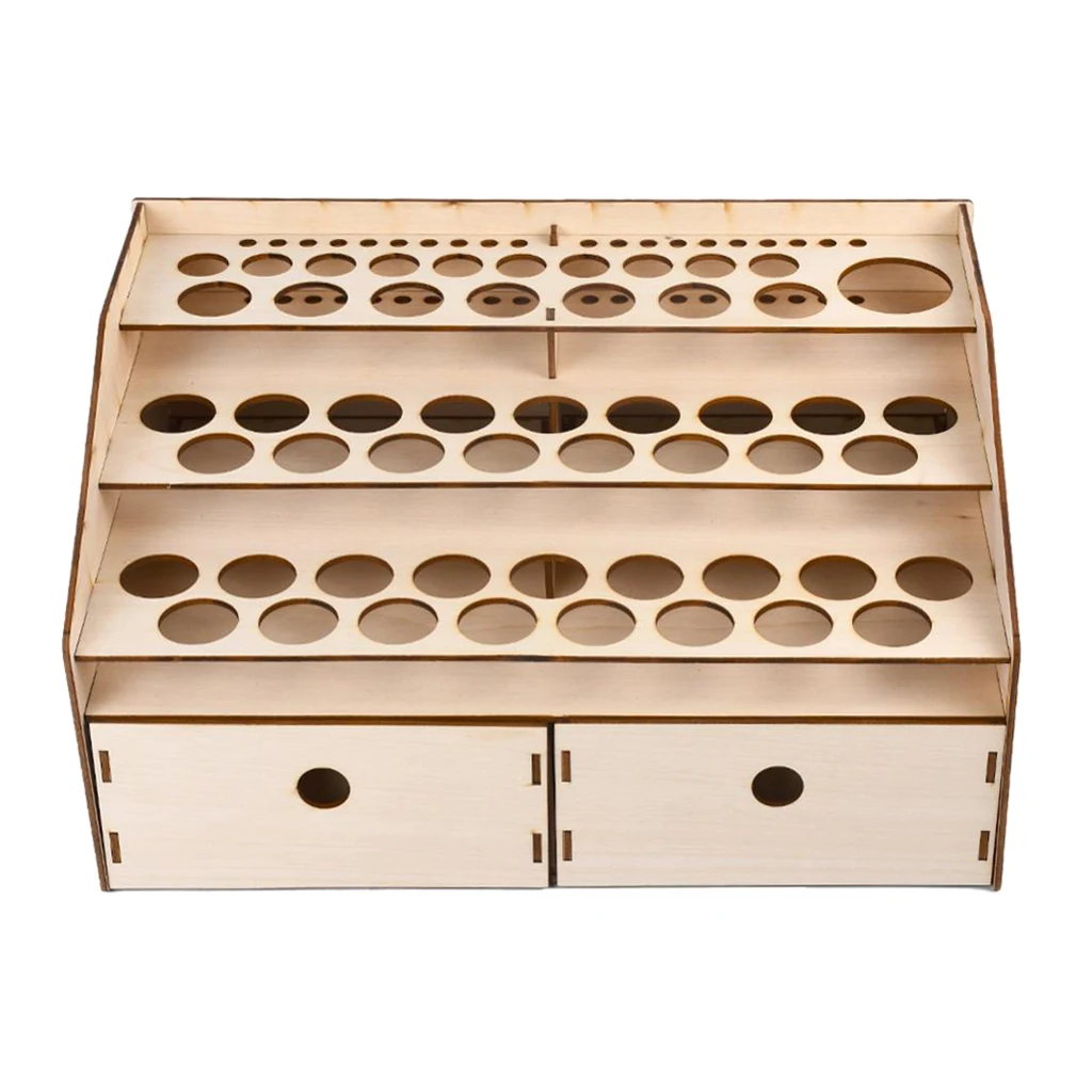 Natural Wooden Paint Bottle Rack Model Organizer Acrylics Paint Storage