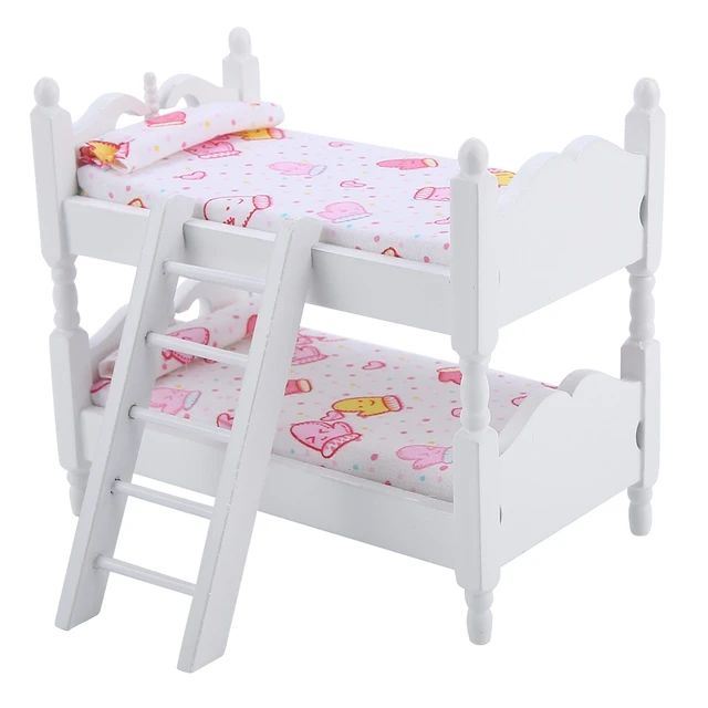 1 12 Scale Miniature Dollhouse Pocket Children Bedroom Bunk Bed Diy Model Dolls Houses Accessories Doll Bunk Bed Igrushki Furniture Toys Aliexpress