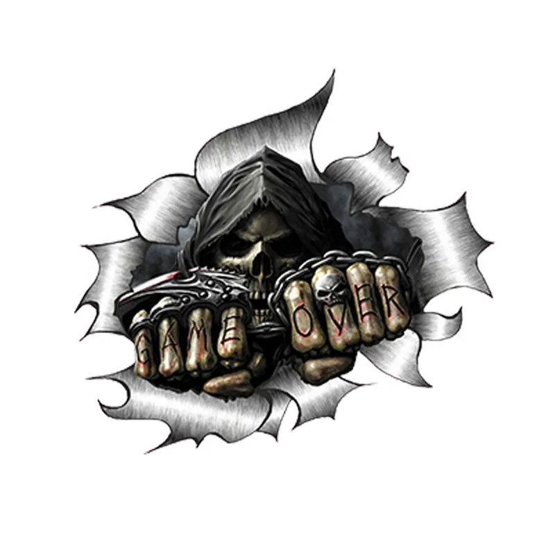 

Jptz14cm-13cm personalized horror tear death skeleton fist, cool car decoration, waterproof cover, scratch sticker. jp