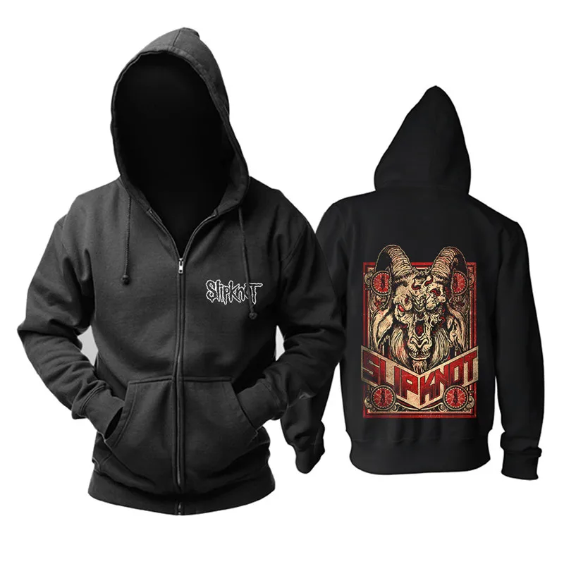 

Hip hop Hoody Slipknot Metal Band Print Men Hoodies Sweatshirts Casual Hooded Plus Fleece Coat Cardigan Jacket Zip Pocket S-4XL