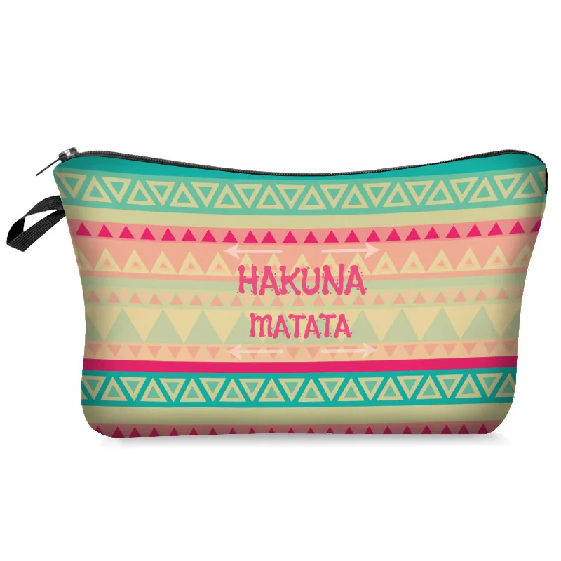 

New Fashion Makeup bag Heat Transfer hakuna aztec green Printing Women Fashion Brand Travel Cosmetic Bags kosmetyczka
