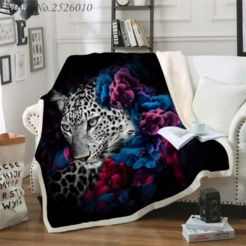 

Throw Blanket Tiger Lion Leopard 3D Velvet Plush Blanket Bedspread for Kids Girls Sherpa Blanket Couch Quilt Cover Travel 11