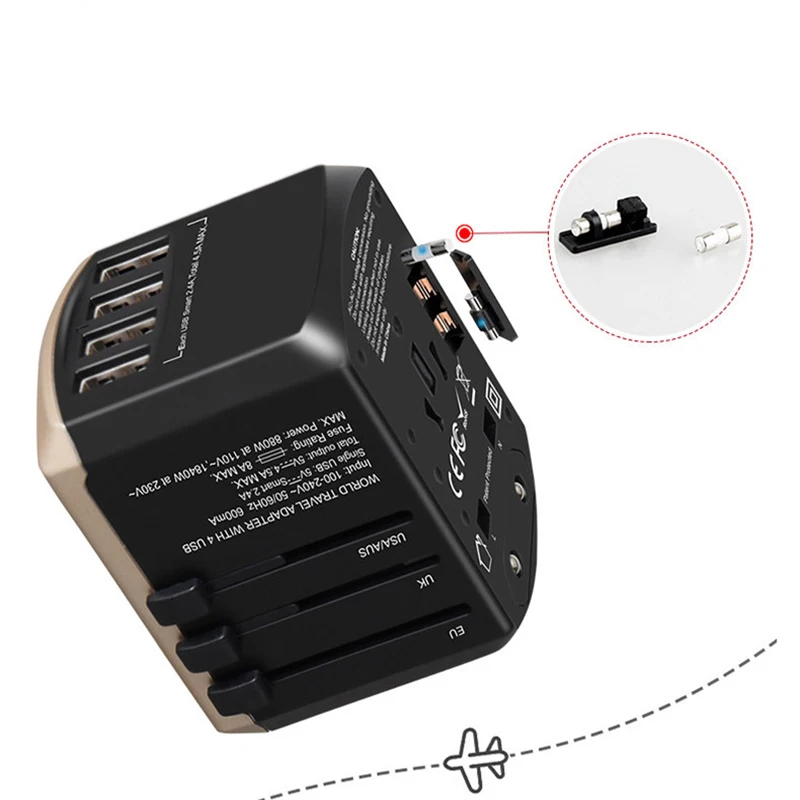 Многофункциональный сменный штекер 4 USB 2000W 8A дорожный адаптер Международный универсальный разъем настенное зарядное устройство для Великобритании/ЕС/Австралии/США