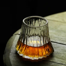 Volcano Wine Whisky Japanese Wine Glass Art Wooden Gift Box Fuji Irregular Brandy Glass