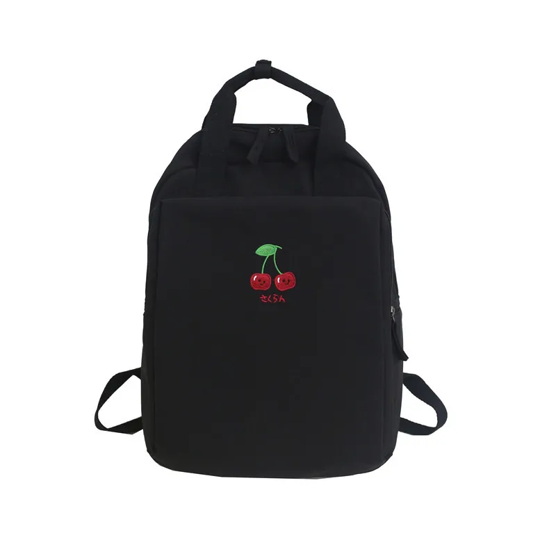 black backpack Qiaoduo рюкзак для женщин милая девушка Новинка Фрукты авокадо вышивка сумка водонепроницаемый студенческий рюкзак для подростка CE3425 - Цвет: black backpack