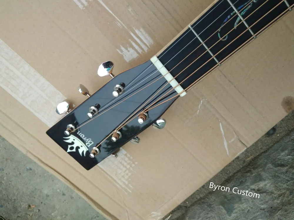 AAA Качество пользовательский Байрон гитара Ом тела Сандерс твердой древесины акустическая электрогитара