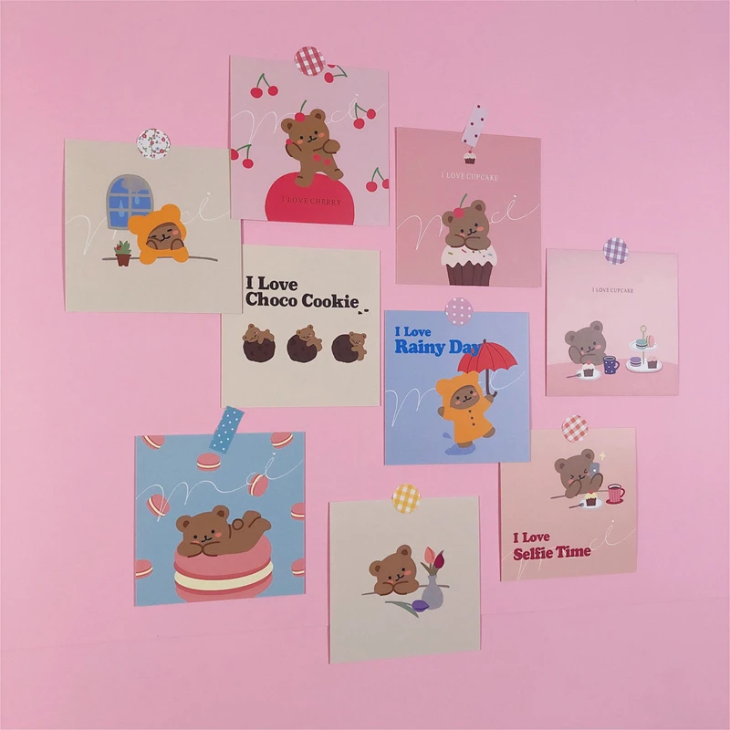 9 unids/pack Kawaii Ins mano cuenta tarjeta postal marcador decoración impermeable tarjeta linda chica apoyos de la foto, regalos de los niños
