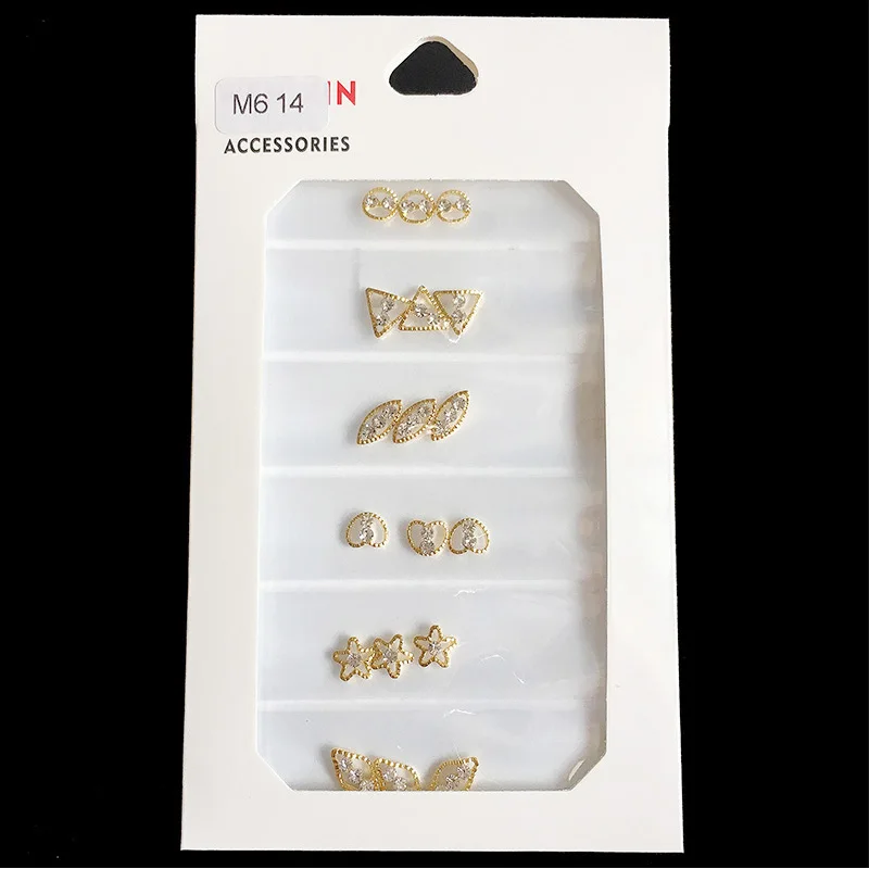 1 упаковка 3D Шарм Сплав Стразы для дизайна ногтей украшения смешанной формы драгоценный камень DIY ювелирные украшения для ногтей - Цвет: M6 14
