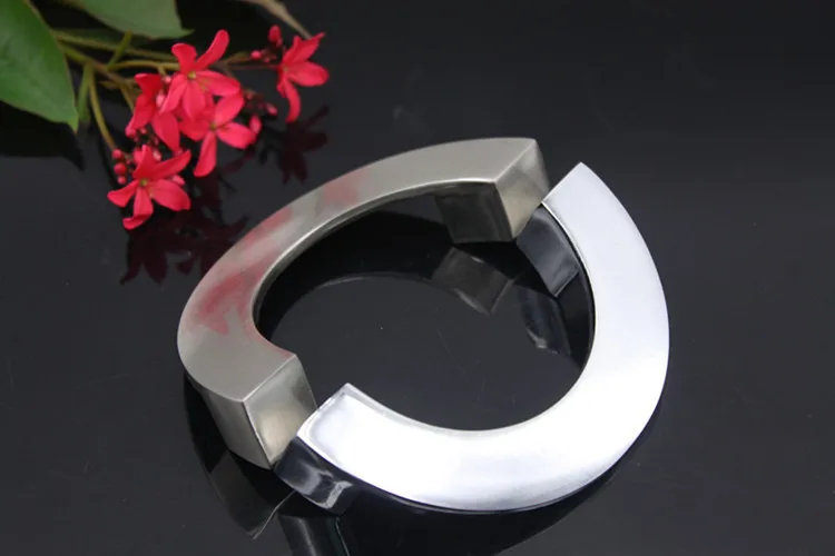 Semi-Circular Cabinet Handle European Style Modern Minimalist Zinc Alloy Drawer Shoes Cabinet Door Handle Brushed Light Silver