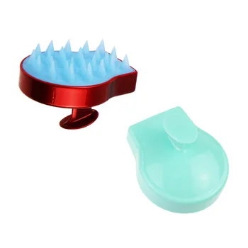 

2 Pcs Handheld Silicone Scalp Shampoo Massage Brush Washing Shower Hair Comb Mini Head Meridian Massage Comb( Blue+Red)