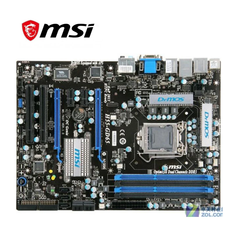 Для материнской платы MSI H55 GD65 LGA 1156 DDR3 для Intel H55M десктопная материнская плата SATA II