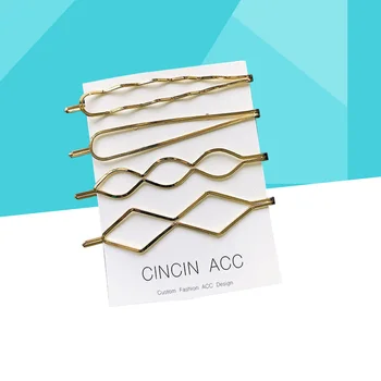 

1 Pack Minimalist Dainty Hair Clips Hollow Geometric Alloy Hairpins Metal Line Side Clips Twist Decoration Bangs Clips (Goldern)
