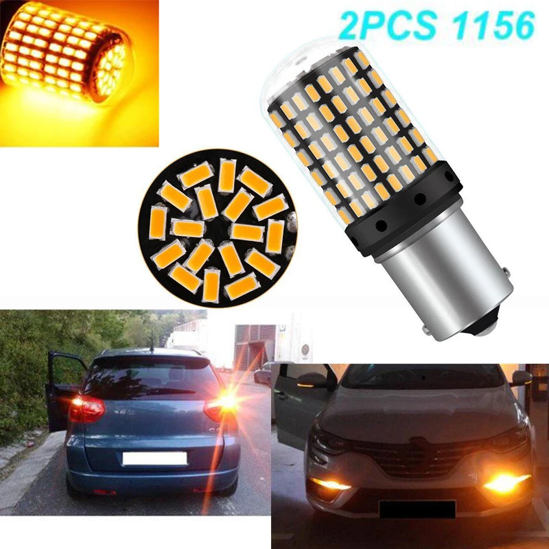 Запчасти автомобильные сигнальные огни набор 144SMD BAU15S PY21W желтый 3400LM поворотные светящиеся аксессуары