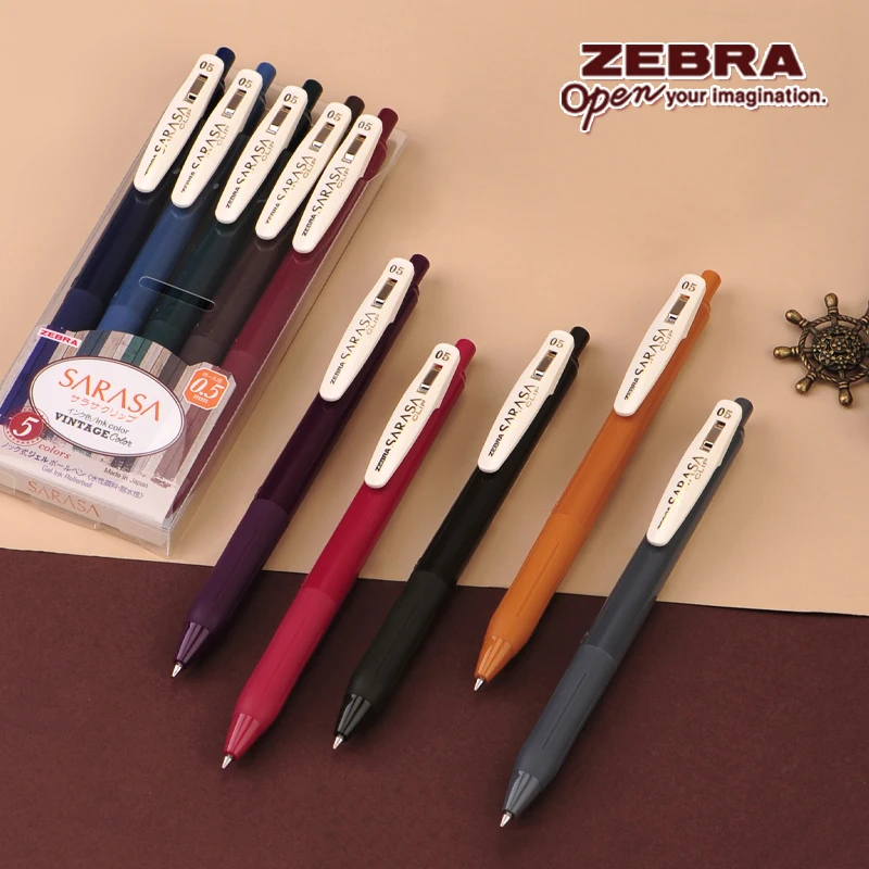 5pcs/lot Japan ZEBRA JJ15 Retro Color Gel Pen Press Style Quick drying