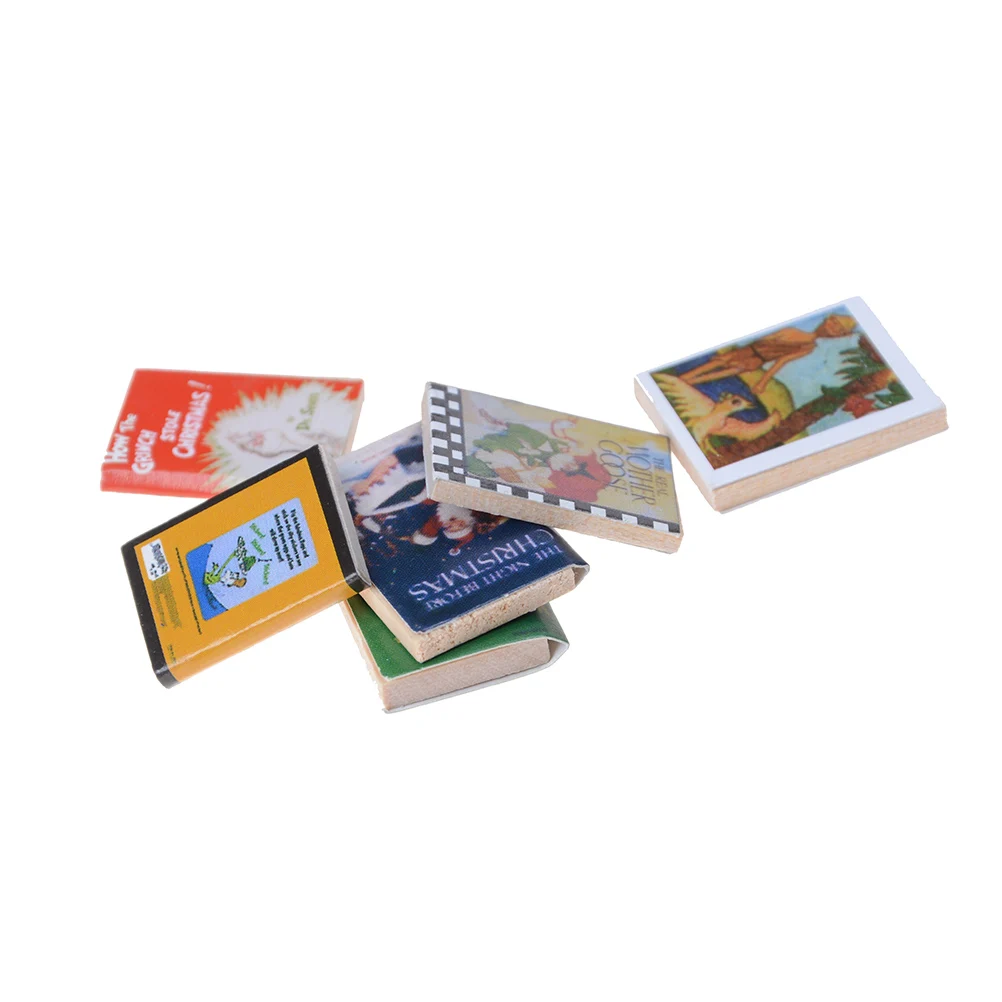 1/12 6 шт красочные деревянные миниатюрный книги для игрушечного домика классические ролевые игры игрушечная мебель креативные милые подарки Подарки