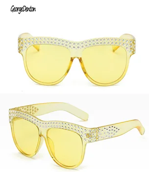 

Fashion Big Frame Sunglasses Women Rhinestone Brand Designer Design Sun Glasses Hgh Quality Gradient Eyewear UV400