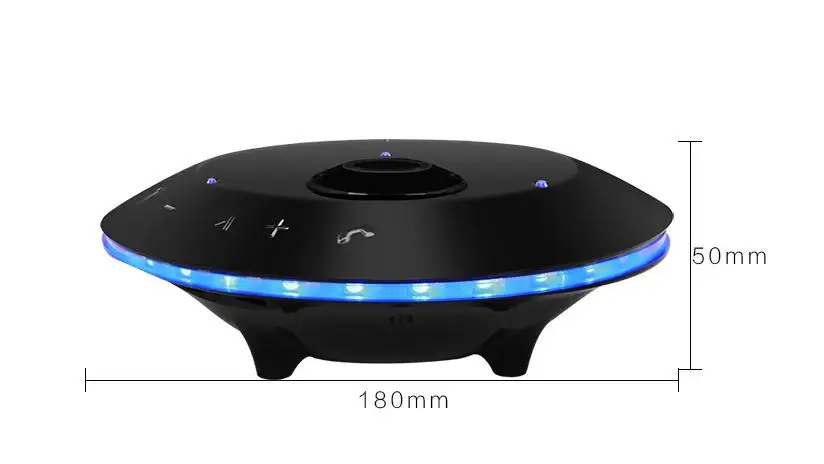 Магнитный левитирующий динамик Bluetooth 4,0 светодиодный беспроводной плавающий динамик с микрофоном и сенсорными кнопками(черный