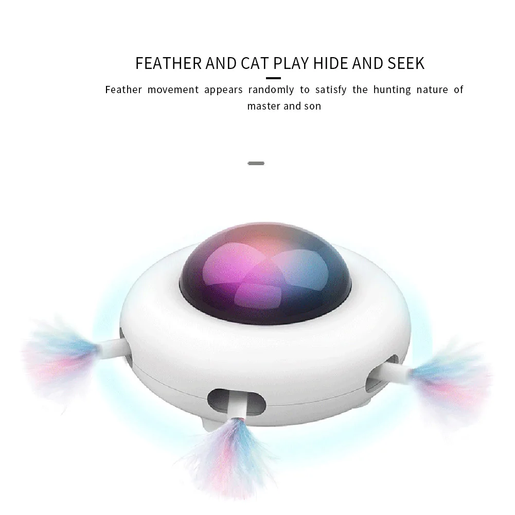 Cats Teaser Toys Interactive Dolls UFO  Feather Stick Spinning Pet Turntable Catching Training Electronic Components