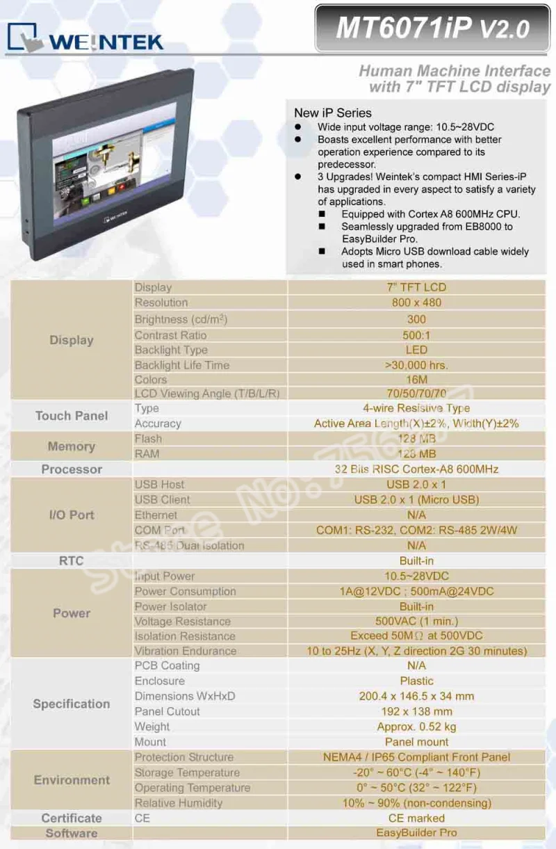 MT6071iP " HMI TFT lcd 800*480 HMI 2 USB порта weintek hmi 7-дюймовый сенсорный экран для контроллера с ЧПУ