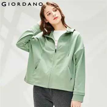 

Giordano Women Jackets Loose Short Cotton Hoodie Jacket Slant Pocket Zip Front Soild Casaco Feminino 05370890