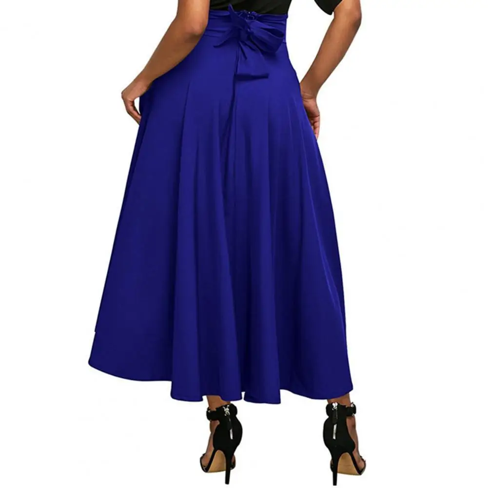 Women Skirt Vintage High Waist Side Split Women Skirt Elegant Pleated Belt Side Pockets Long Skirt Dance Skirt Women Streetwear