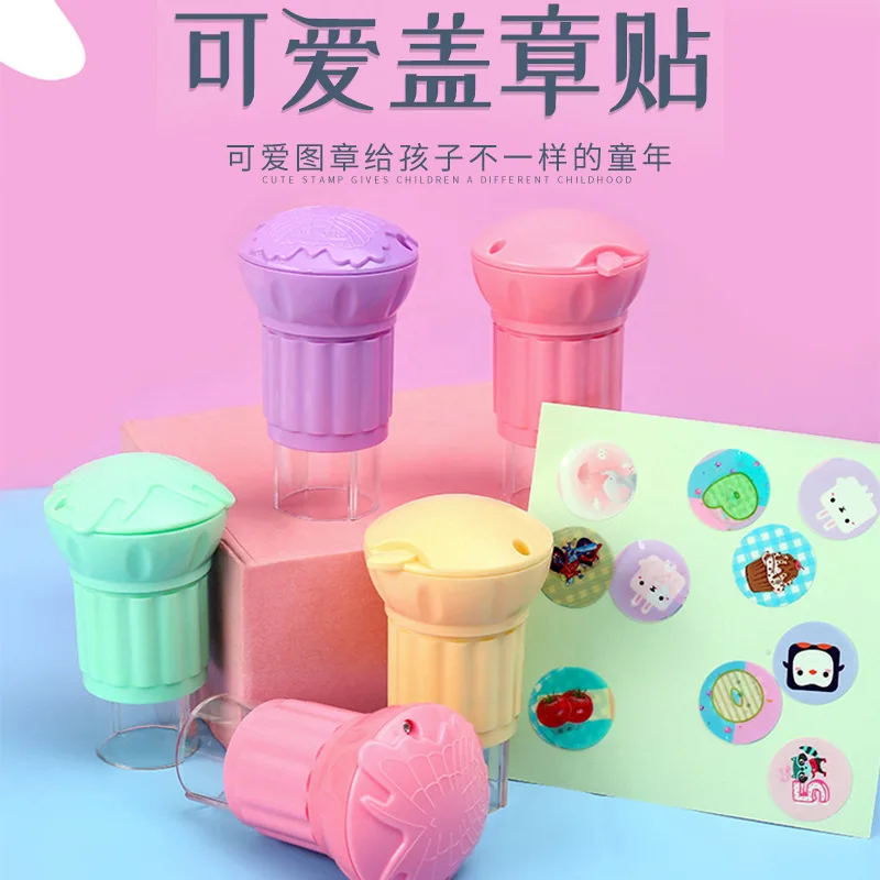 

Cartoon Cute Adhesive Paper Stamp Kindergarten Teachers Cartoon Sticker Animal Pattern Small Stamp Seal Toy Students Chapter