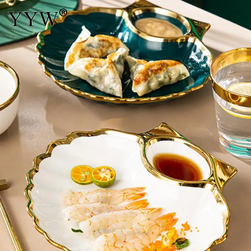 Ceramic Dish Accessories Sushi Plate Set For Home Dumpling Plate Shell Shaped Japanese Tableware Sushi Dish Kitchen Accessories