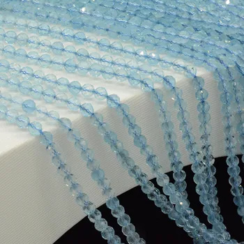 

Natural Clean Blue Aquamarine Faceted Round Beads 4mm