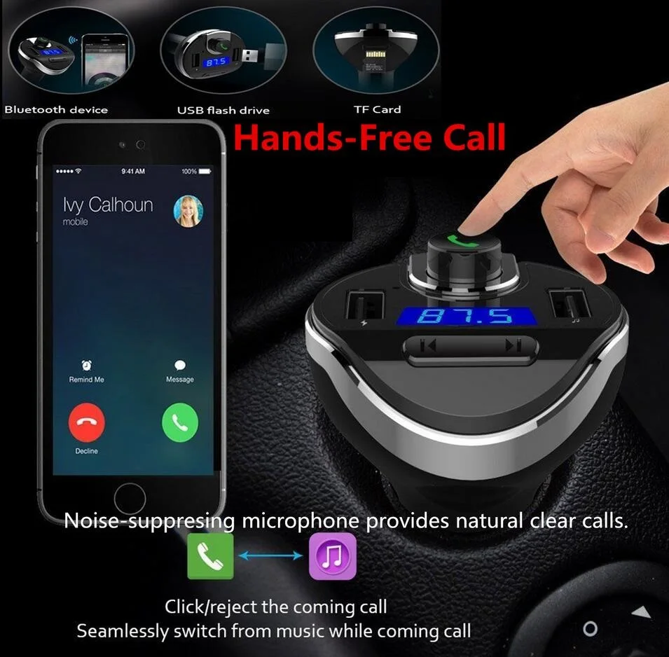 Bluetooth fm-передатчик для автомобиля Hands Free In-Car fm-радио адаптер с USB зарядное устройство обнаружения напряжения автомобильный комплект