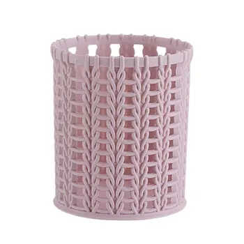 

Hollow Anti-Rattan Desktop Storage Box Plastic Office Round Storage Tube Creative Students' Simple Pen Holder