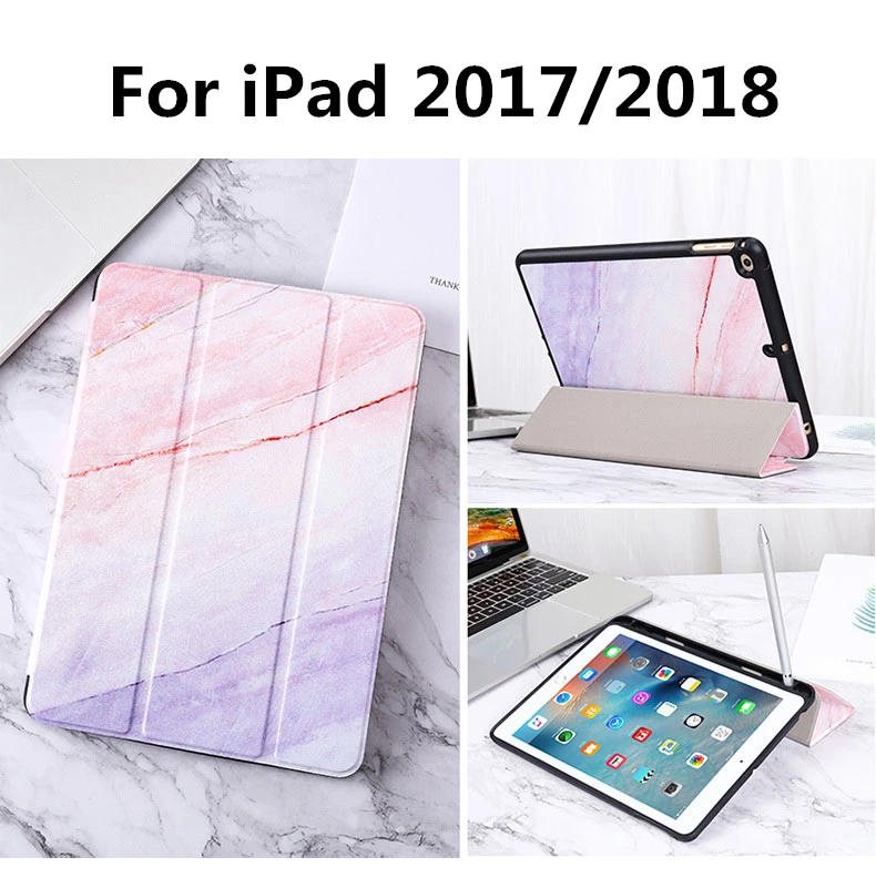Pink marble Для ipad защитный чехол с ручкой держатель оболочки Apple 9,7 дюймов версия планшета ПК pad6 ультратонкий ipad 5 a1822 силиконовый - Цвет: Pink marble