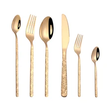 36pcs Cutlery knife and fork European Embossed Western Tableware Retro Stainless Steel Dinnerware Sets Spoon