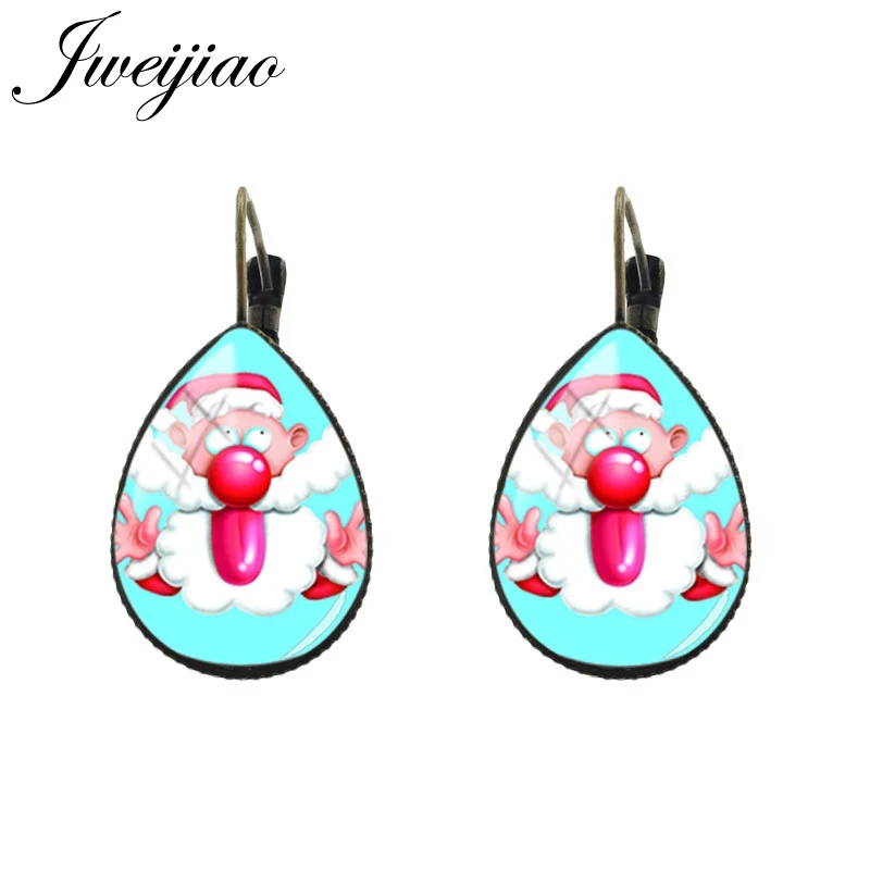 JWEIJIAO, серьги с Рождеством, сани и лося, рисунок, слеза, капля воды, ушные клипсы для женщин, мужчин, детей, ювелирное изделие, подарок С30 - Окраска металла: D1050