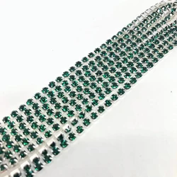 Vibrant 30 - Color Glass Crystal Rhinestone Chain for DIY Fashion and Decor (Dark green)
