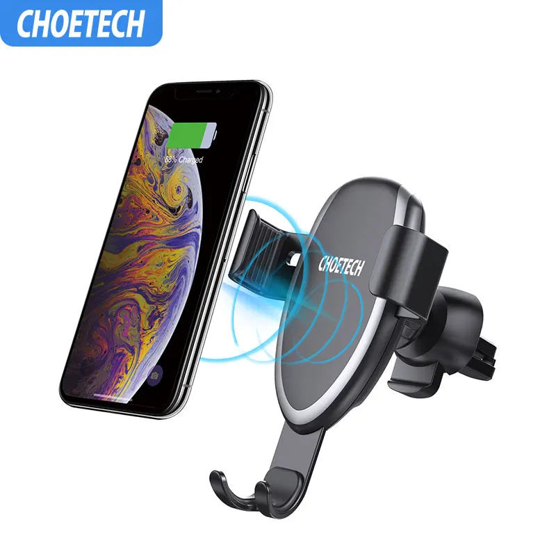 

CHOETECH Qi Car Wireless Charger Phone Holder For iPhone 8 Xs Max Xr Plus Phone Fast Car Mount Wireless Charging For Samsung S9