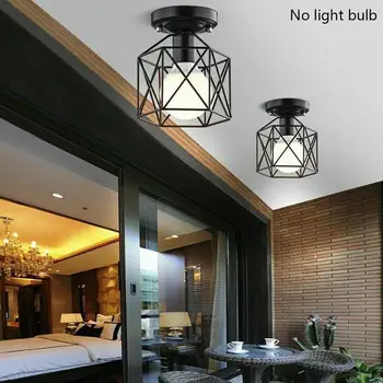 

Vintage Iron Cage Led Ceiling Light Industrial Modern Black Ceiling Lamp Nordic Lighting Cage Living Room Decor