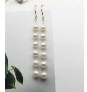 

Free Shipping 10-9MM Genuine Natural round White South Sea Pearl Earring 14K/20 Yellow Gold hoo !