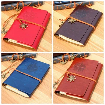 

Retro Vintage Leather Cover Notebook Blank Diary Pirate Design Paper Note Book Traveler Notepad Stationery Learning Supplies