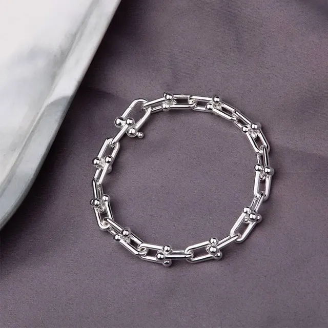 Women's S925 silver U-shaped bracelet, high quality, original, classic, elegant, multi color, women's jewelry, free delivery Silver