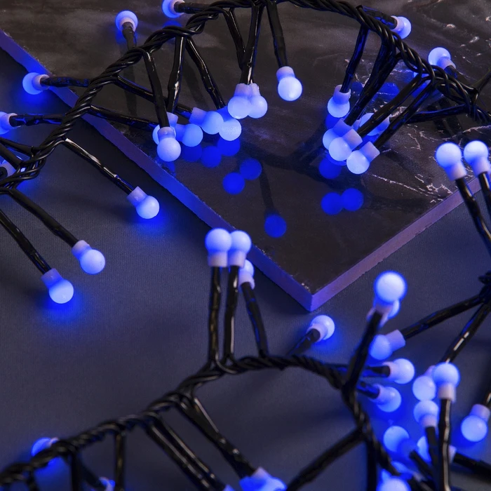 Garland &quotThread" street UMS tinsel balls 4 m LED-400-31V 8 modes the thread is dark glow blue | Лампы и освещение