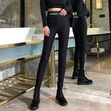 Зимние плотные черные леггинсы с высокой талией, женские брюки размера плюс, теплые брюки с эластичной резинкой на талии